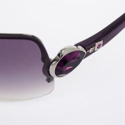 Pre Owned Bvlgari Purple 6050B Embellished Women Shield Sunglasses