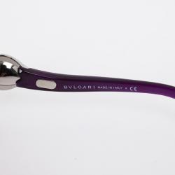 Pre Owned Bvlgari Purple 6050B Embellished Women Shield Sunglasses