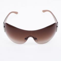 Pre Owned Bvlgari Brown Strass-Edge Shield Women Sunglasses