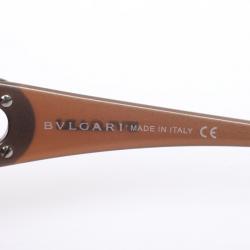 Pre Owned Bvlgari Brown Strass-Edge Shield Women Sunglasses