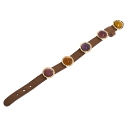 Pre Owned Bvlgari Multicolor Five Stone Leather Wrap Bracelet
