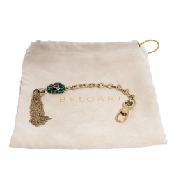 Pre Owned Bvlgari Serpenti Forever Green/Black Enamel Gold Plated Tassel Bag Charm