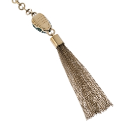 Pre Owned Bvlgari Serpenti Forever Green/Black Enamel Gold Plated Tassel Bag Charm