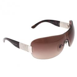 Bvlgari Black Shield Womens Sunglasses With Tubogas Motiv & Swarovski Crystals