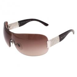 Bvlgari Black Shield Womens Sunglasses With Tubogas Motiv & Swarovski Crystals