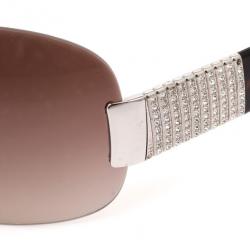 Bvlgari Black Shield Womens Sunglasses With Tubogas Motiv & Swarovski Crystals