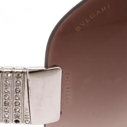 Bvlgari Black Shield Womens Sunglasses With Tubogas Motiv & Swarovski Crystals