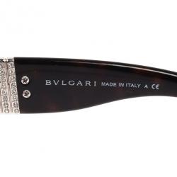 Bvlgari Black Shield Womens Sunglasses With Tubogas Motiv & Swarovski Crystals