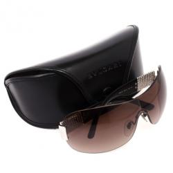 Bvlgari Black Shield Womens Sunglasses With Tubogas Motiv & Swarovski Crystals