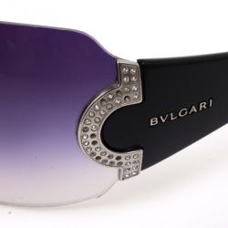 Bvlgari Black 653B Rhinestone Temple Shield Womens Sunglasses