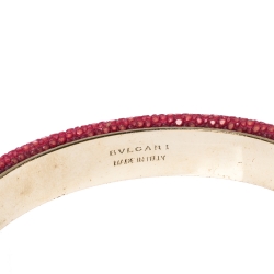 Bvlgari Serpenti Forever Red Galuchat Leather Open Cuff Bracelet