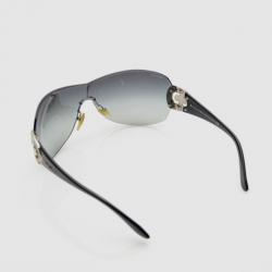 Pre Owned Bvlgari Black Strass-Edge Shield Sunglasses