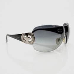 Pre Owned Bvlgari Black Strass-Edge Shield Sunglasses