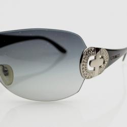 Pre Owned Bvlgari Black Strass-Edge Shield Sunglasses
