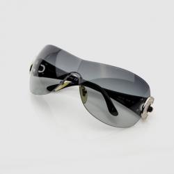 Pre Owned Bvlgari Black Strass-Edge Shield Sunglasses