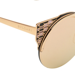 Pre Owned Bvlgari Gold Tone/ Rose Gold Mirrored 6088 Serpenti Sunglasses