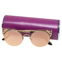 Pre Owned Bvlgari Gold Tone/ Rose Gold Mirrored 6088 Serpenti Sunglasses