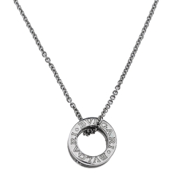 Pre Owned Bvlgari Save the Children Black Ceramic and Silver Pendant Necklace