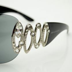 Pre Owned Bvlgari Black 6017B Sunglasses With Crystals