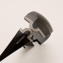 Pre Owned Bvlgari Temple Embellished Temple Shield Sunglasses