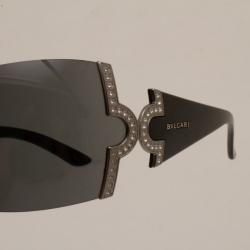 Pre Owned Bvlgari Temple Embellished Temple Shield Sunglasses