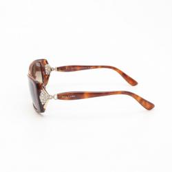 Bvlgari Brown Rectangle Framed Sunglasses with Crystals