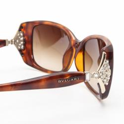 Bvlgari Brown Rectangle Framed Sunglasses with Crystals
