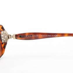 Bvlgari Brown Rectangle Framed Sunglasses with Crystals