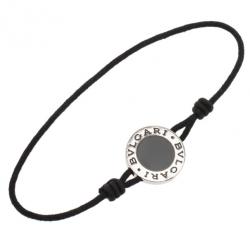 Pre Owned Bvlgari Silver Onyx Bracelet 24CM