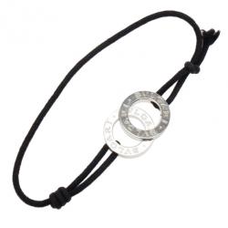 Pre Owned Bvlgari Bvlgari Black Cotton Fabric and Sterling Silver Black Bracelet