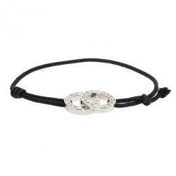 Pre Owned Bvlgari Bvlgari Black Cotton Fabric and Sterling Silver Black Bracelet
