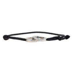 Pre Owned Bvlgari Bvlgari Black Cotton Fabric and Sterling Silver Black Bracelet