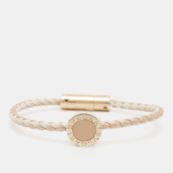 Bvlgari Bvlgari Enamel Leather Gold Tone Bracelet