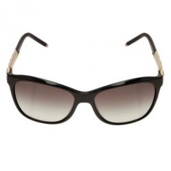 Pre Owned Bvlgari Black Ruffle Cat Eye Sunglasses