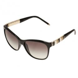 Pre Owned Bvlgari Black Ruffle Cat Eye Sunglasses