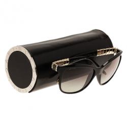 Pre Owned Bvlgari Black Ruffle Cat Eye Sunglasses