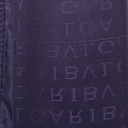 Pre Owned Bvlgari Purple Logomania Silk Wool Shawl