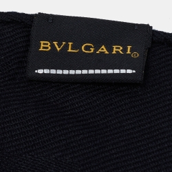 Bvlgari Black Wool and Silk Logomania Scarf