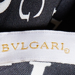 Bvlgari Black Letter Logo Printed Silk Square Scarf