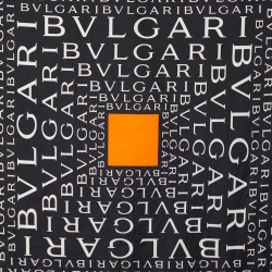Bvlgari Black Letter Logo Printed Silk Square Scarf