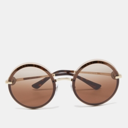 Pre Owned Bvlgari Brown 6149-B Gradient Round Sunglasses