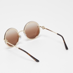 Pre Owned Bvlgari Brown 6149-B Gradient Round Sunglasses