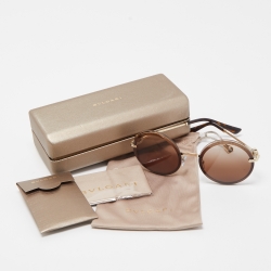 Pre Owned Bvlgari Brown 6149-B Gradient Round Sunglasses