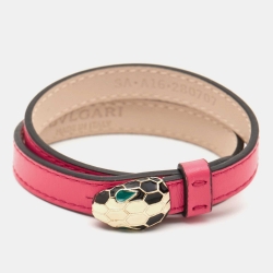 Bvlgari Serpenti Forever Double Coiled Leather Gold Tone Bracelet