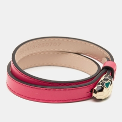 Bvlgari Serpenti Forever Double Coiled Leather Gold Tone Bracelet