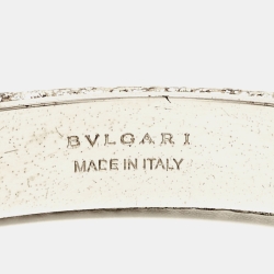 Pre Owned Bvlgari Serpenti Forever Leather Enamel Silver Tone Bracelet