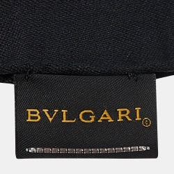 Pre Owned Bvlgari Black Logo Pattern Silk Stole 