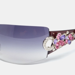 Bvlgari Grey Gradient Crystal Flower 652-B Shield Sunglasses