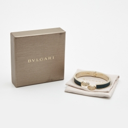 Pre Owned Bvlgari Serpenti Forever Leather Gold Tone Bracelet
