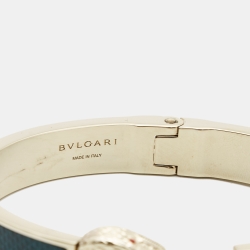 Pre Owned Bvlgari Serpenti Forever Leather Gold Tone Bracelet